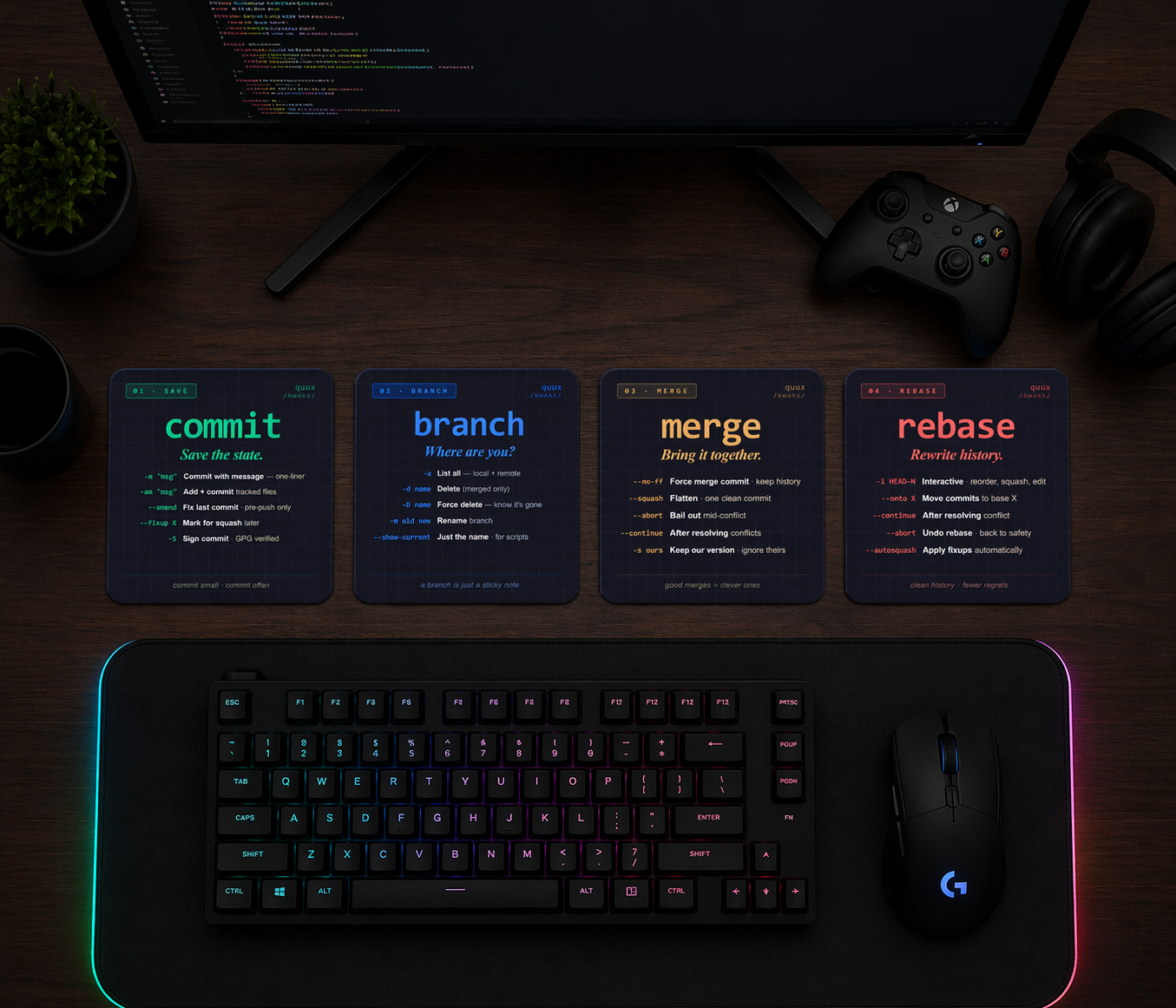 Git Commands coaster set