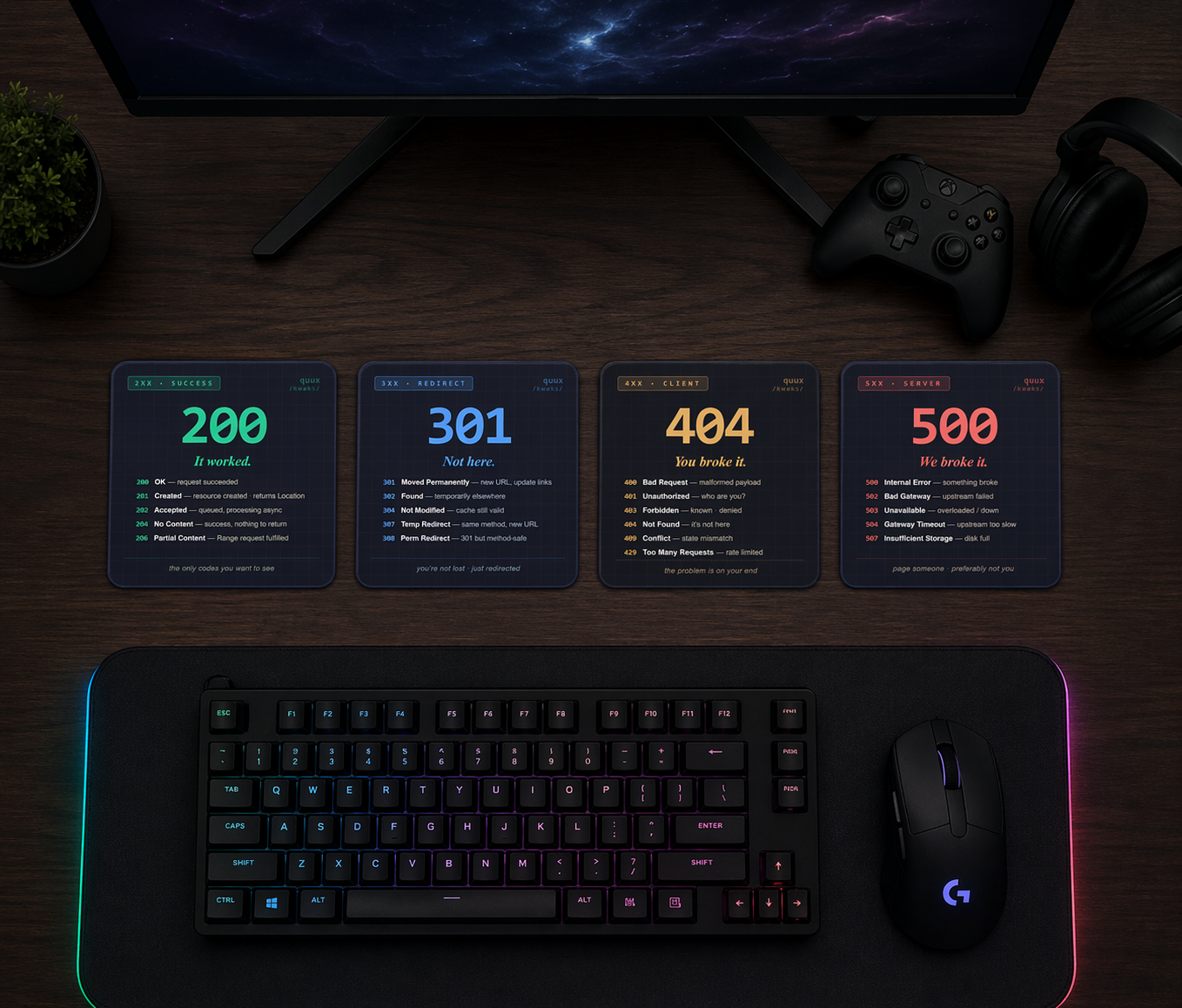 HTTP Status Codes coaster set